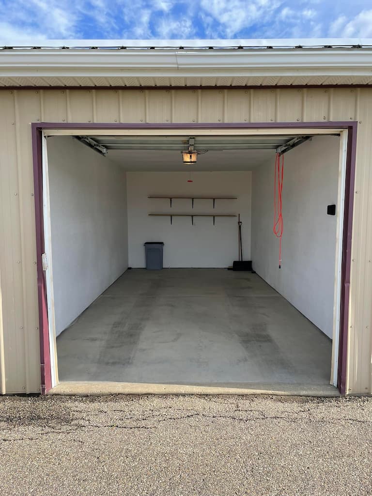 Interior of storage unit featuring raised floors to prevent water damage